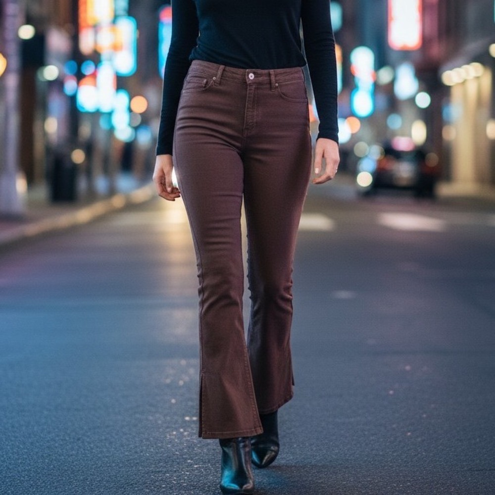 Hollister Highest Rise Bootcut Pants Womens 17S W33 Maeve Eggplant Indie Sleeze